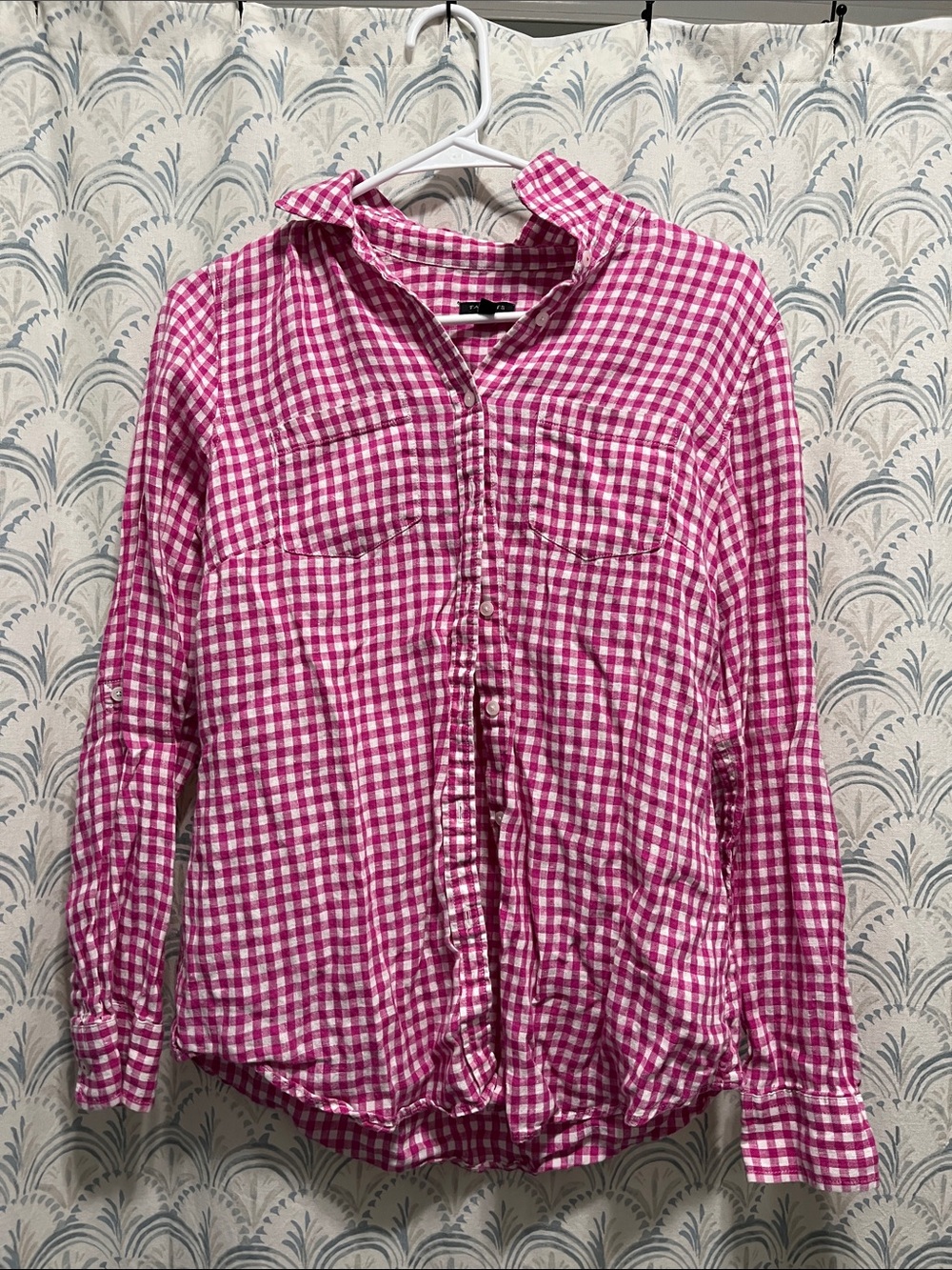 Talbots Pink Gingham Button-Down Shirt